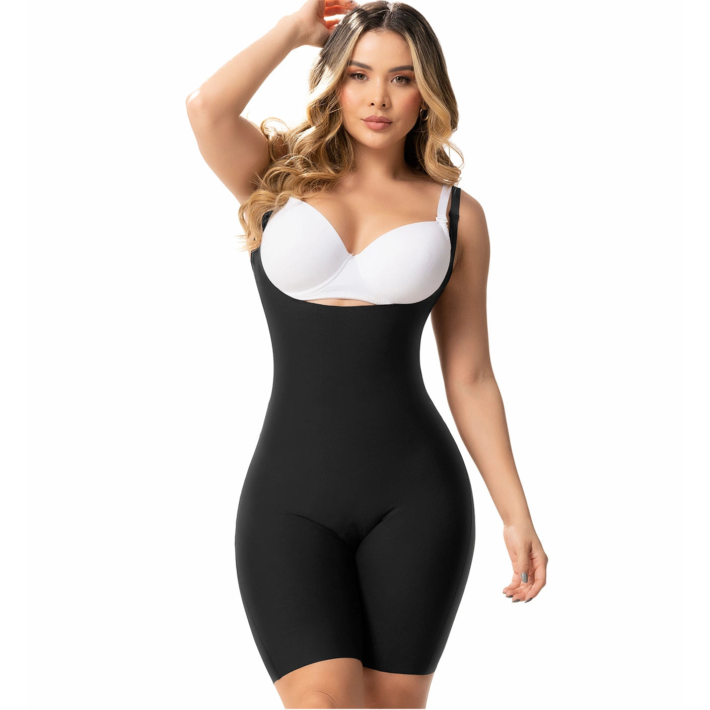 TUMMY CONTROL BUTTOCK LIFT SHAPEWEAR BODYSUIT OPEN BUST & MID-THIGH (ONLINE ONLY)