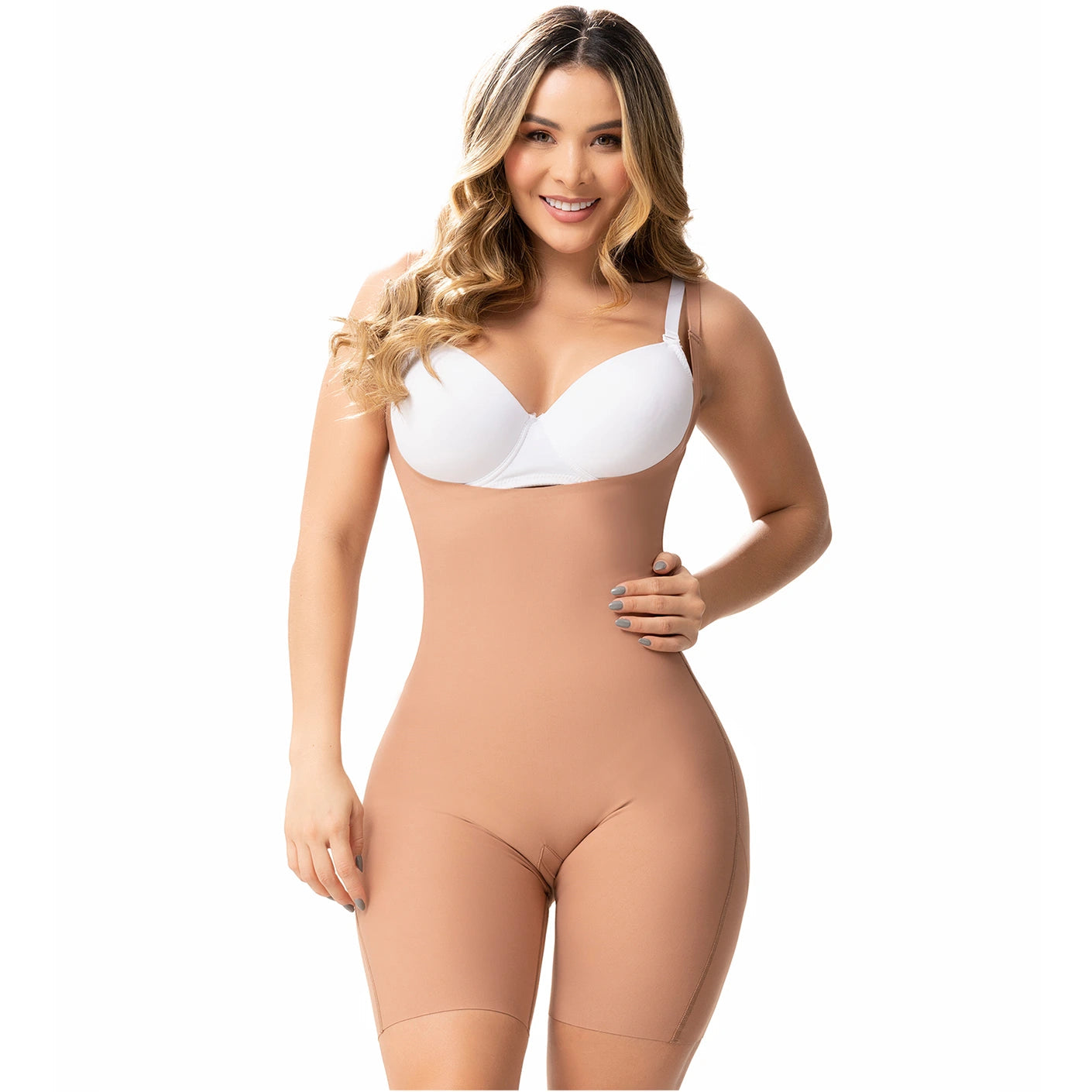 TUMMY CONTROL BUTTOCK LIFT SHAPEWEAR BODYSUIT OPEN BUST & MID-THIGH (ONLINE ONLY)