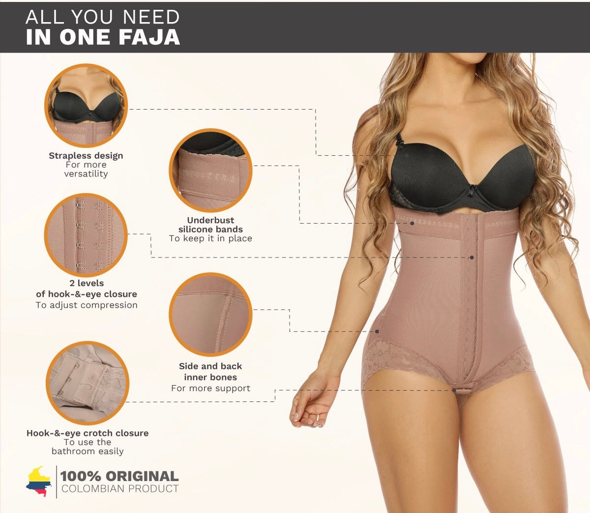 SLIMMING TUMMY CONTROL STRAPLESS PANTY SHAPEWEAR BODYSUIT | POWERNET