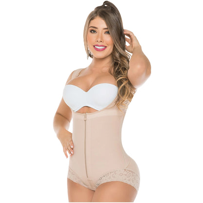 OPEN BUST PANTY POST OP FAJA SHAPEWEAR WITH WIDE STRAPS AND FRONT ZIPPER /POWERNET